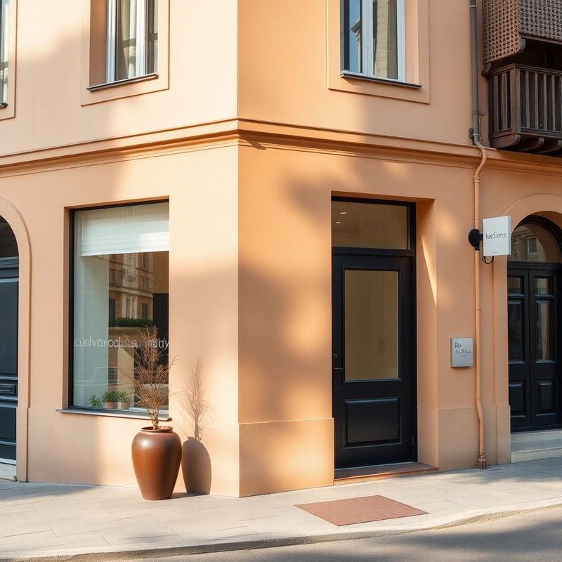 Intrarea biroului de consiliere financiară pe o stradă liniștită din Craiova